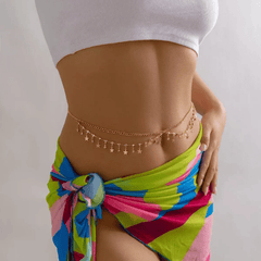 Golden Drop Charm Waist Chain – Ethnic Belly Chain for Women