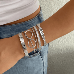 Silver Infinity Stack Bracelet Set