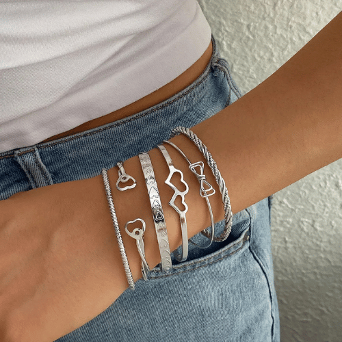 Silver Infinity Stack Bracelet Set