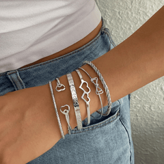 Silver Infinity Stack Bracelet Set