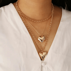 Golden Twin Heart Layered Necklace