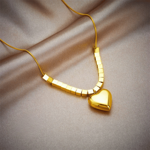 Golden Heart Charm Necklace