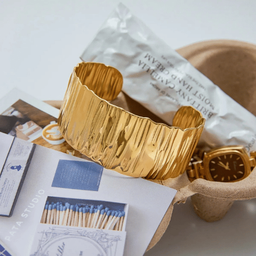 Textured Gold Cuff Bracelet