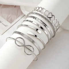 Silver Infinity Stack Bracelet Set