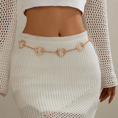 Golden Heart-Link Waist Chain – Elegant Crystal Body Belt