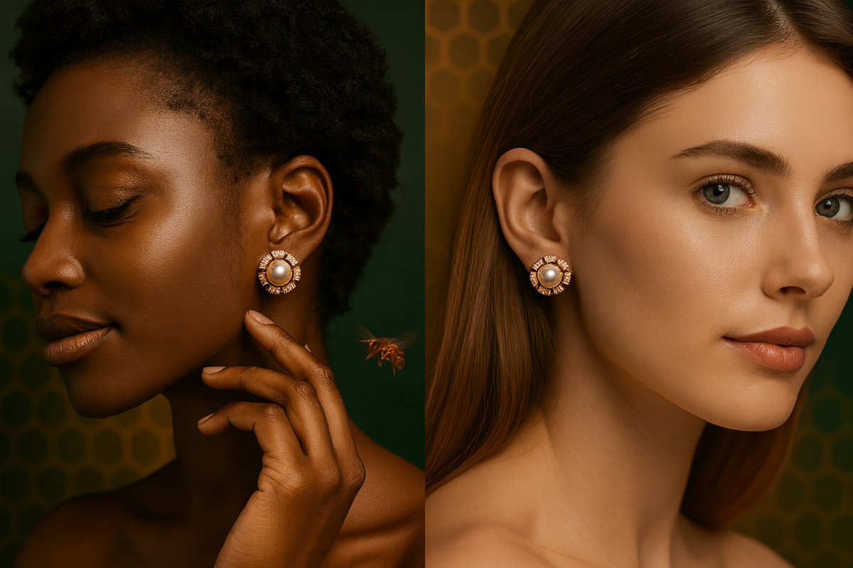 Royal Pearl & Diamond Ring Set – Elegant Gold-Tone Jewelry Combo