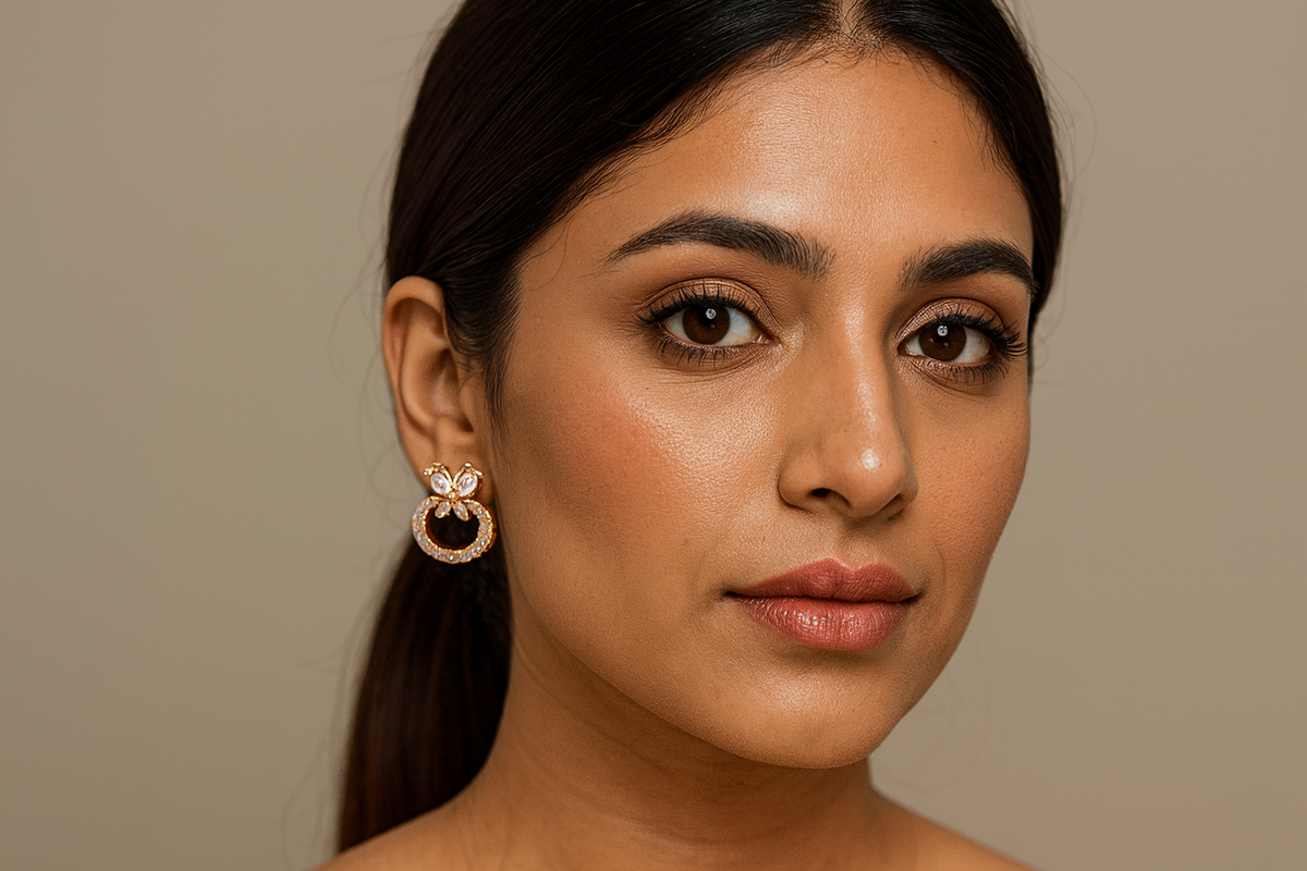 Crystal Bloom Ring & Earring Set – Sparkling Gold-Tone Jewelry Combo