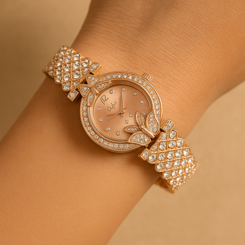 Rose Crystal Butterfly Luxury Women’s Watch